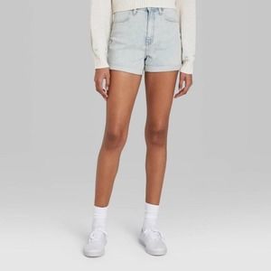 Wild Fable Women's High-Rise Rolled Cuff Light Acid Wash Jean Shorts Size 12